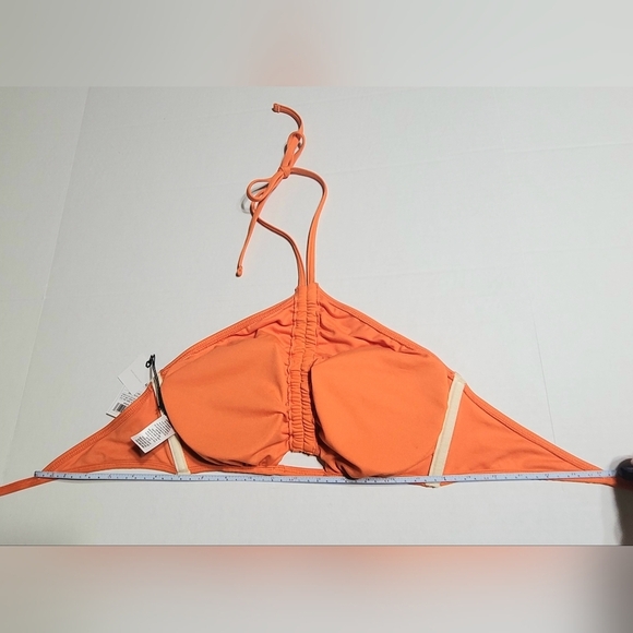 Shade & Shore Women's Tunneled Cut Out Halter High Neck Bikini Top Orange Large - Picture 11 of 15